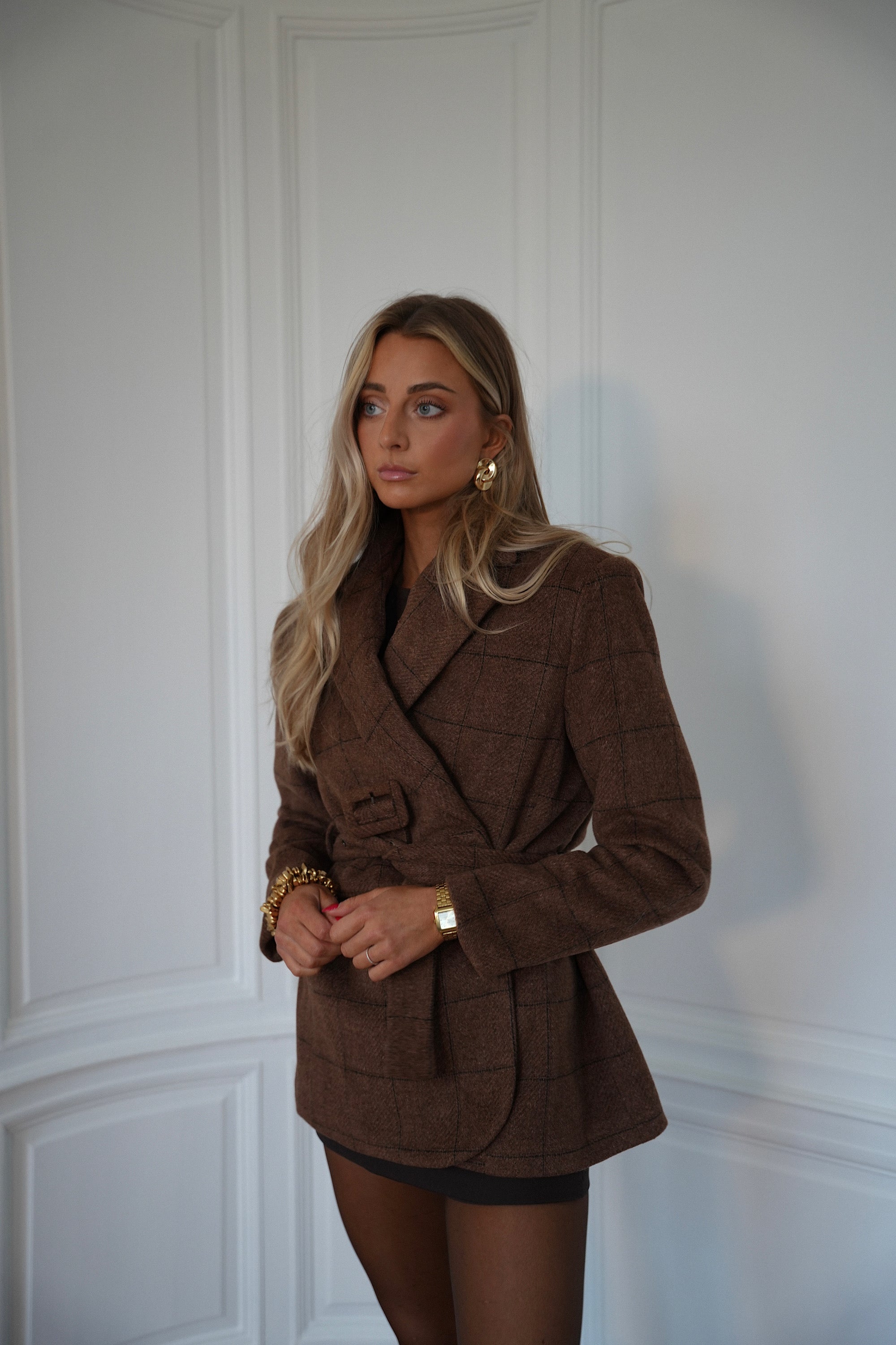 Chaqueta tipo blazer de lana Olivia - Marrón