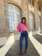 Pink And Red Striped Solela Cardigan