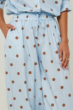 Pantalon En Coton Au Motif À Pois - Ciel