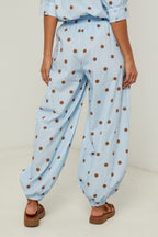 Pantalon En Coton Au Motif À Pois - Ciel