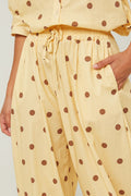 Pantalón De Algodón Con Estampado De Lunares - Amarillo