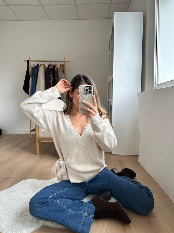 Cárdigan con lazo Chloé beige