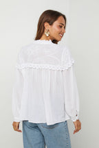 Top En Coton, Manches Longues - Blanc