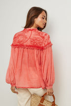 Top En Coton, Manches Longues - Corail