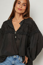 Top En Coton, Manches Longues - Noir