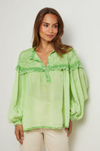 Top de algodón, manga larga - Verde