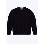 Fursac - Pull À Torsades Bleu Marine En Laine Et Coton - Bleu Marine