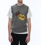 Fursac - Pull "Comics" En Laine Et Coton - Gris Moyen - Homme