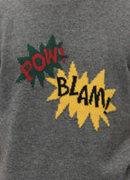 Fursac - Pull "Comics" En Laine Et Coton - Gris Moyen - Homme