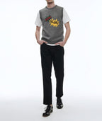 Fursac - Pull "Comics" En Laine Et Coton - Gris Moyen - Homme