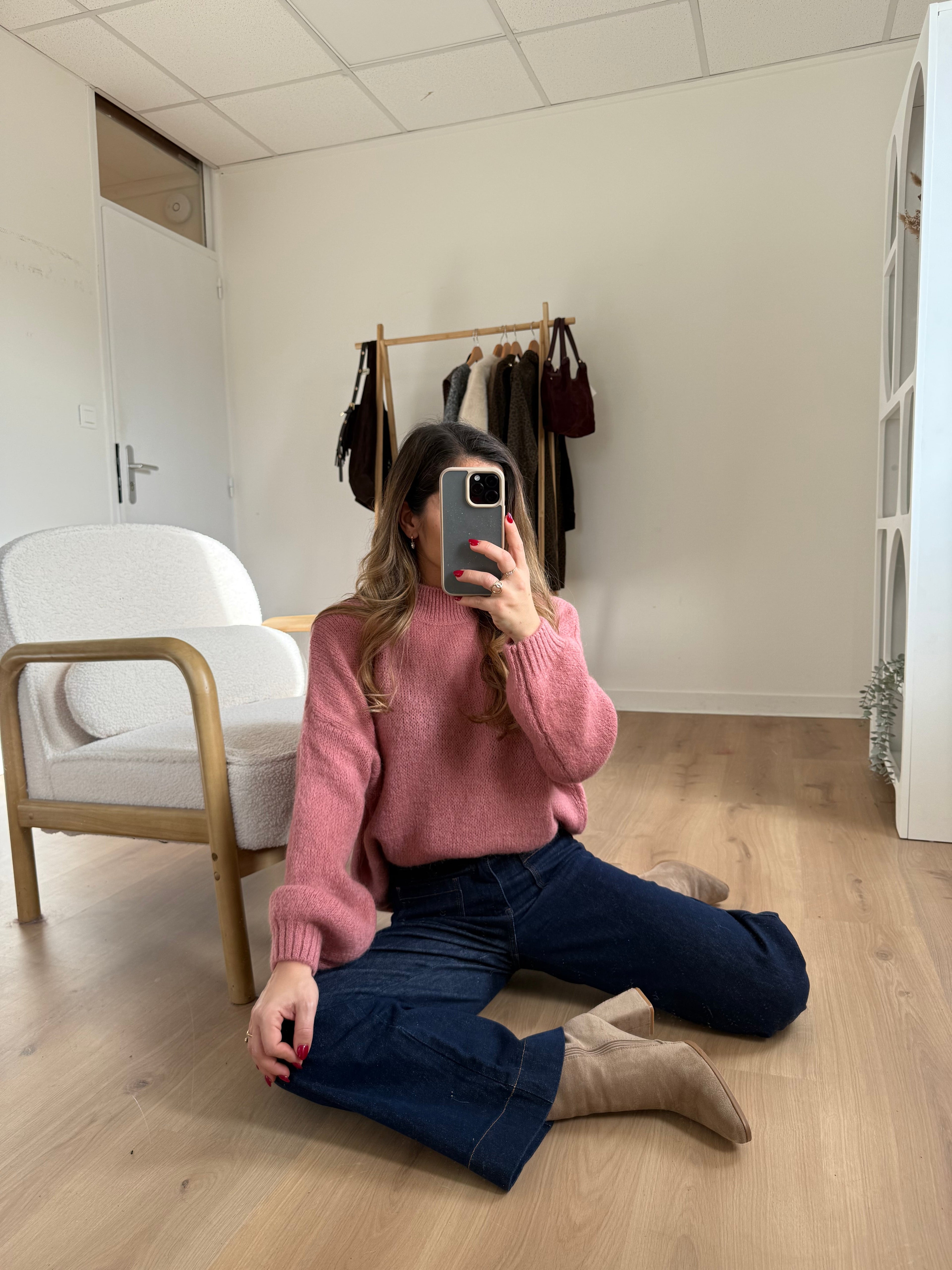 Hortense Round-Neck Knitted Sweater Old Pink