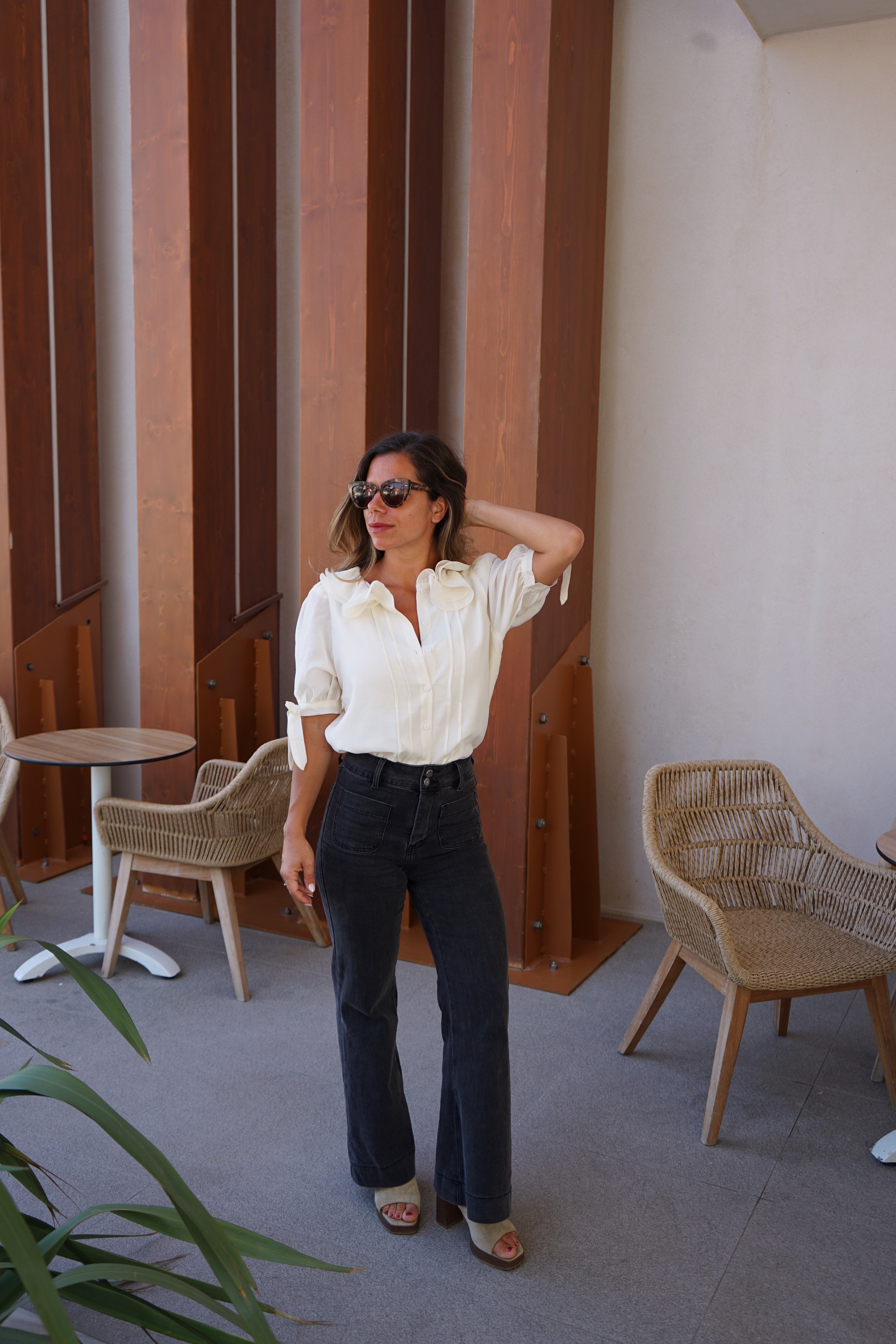 Mini Blouse Brune Beige