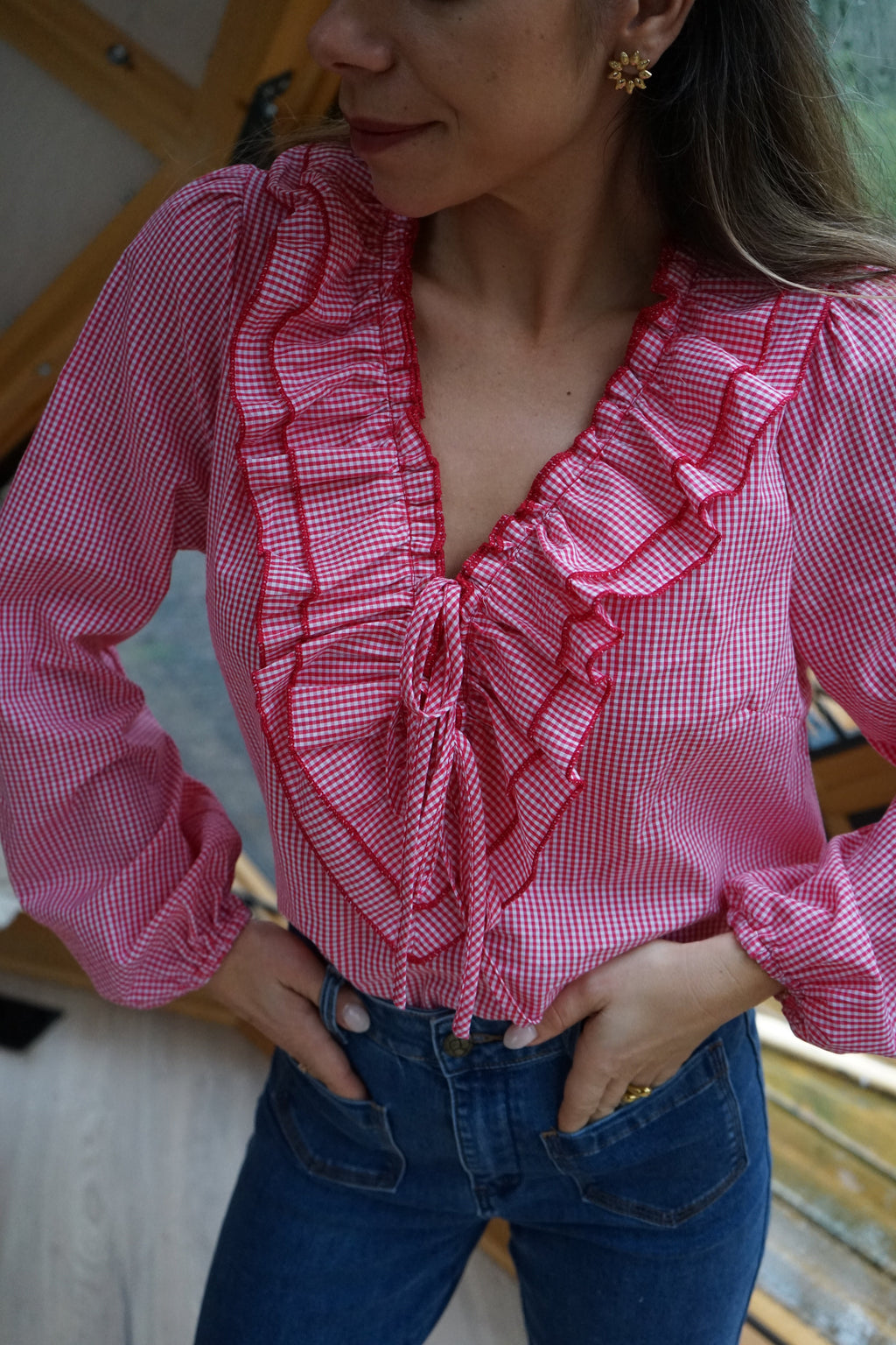 Blusa de cuadros rojos Stella