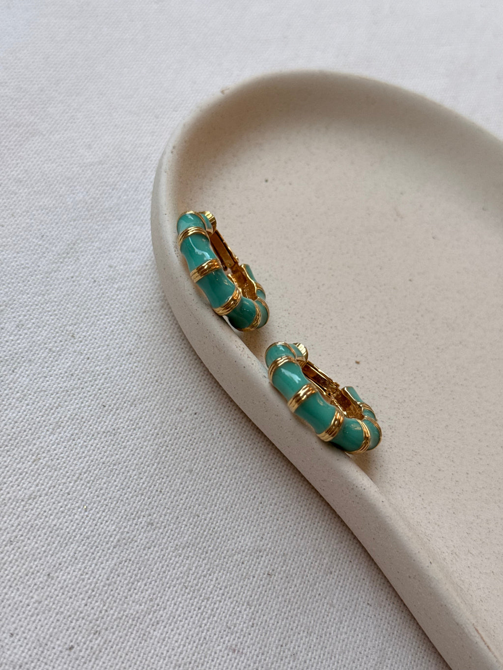 Pendientes Kenneth Jay Lane Vintage - Aros Esmaltados Turquesa