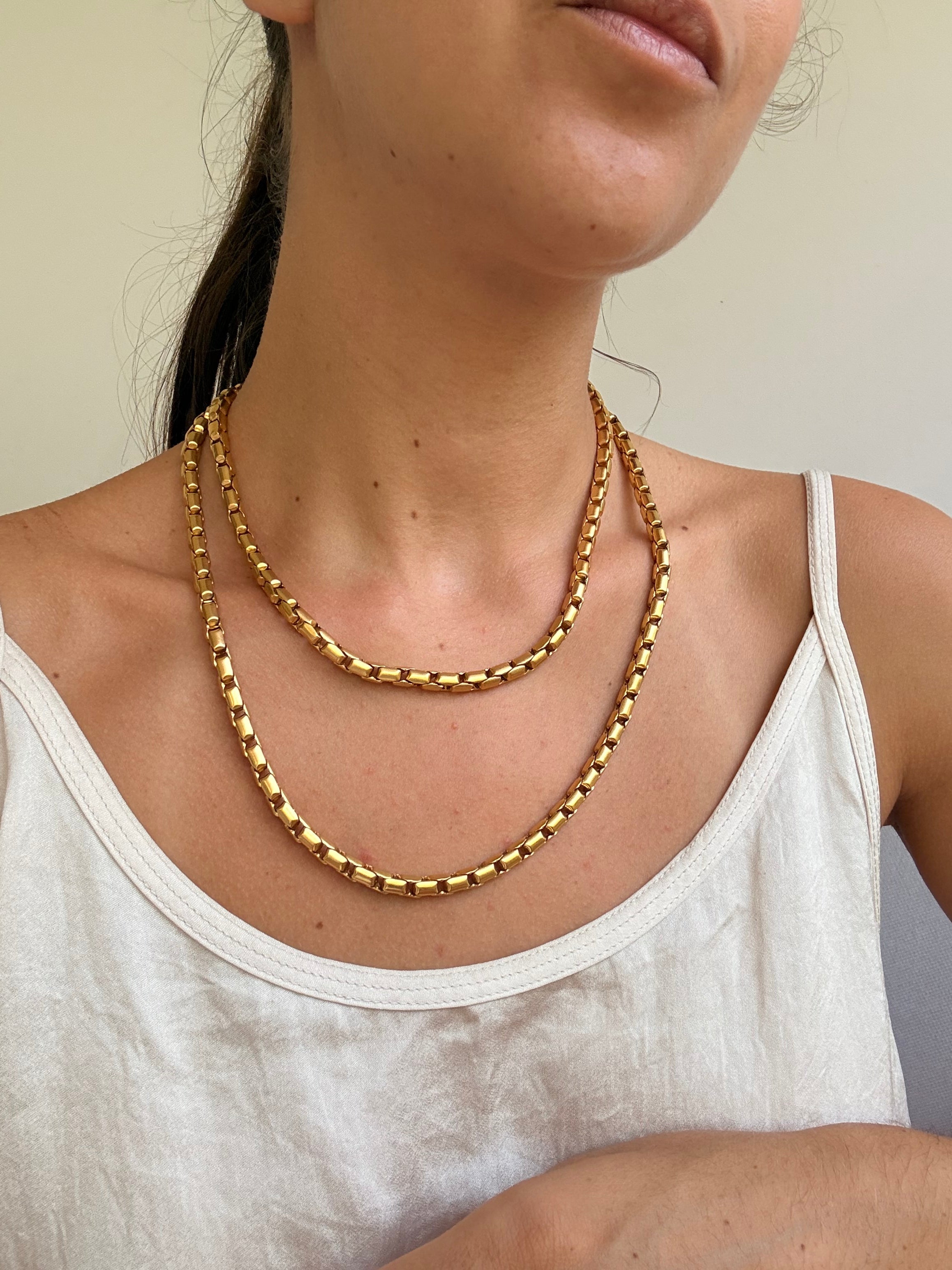 Collar Largo Biche De Bere Vintage - Collar Malla Dorada