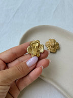 Vintage Gold-Tone Flower Earrings