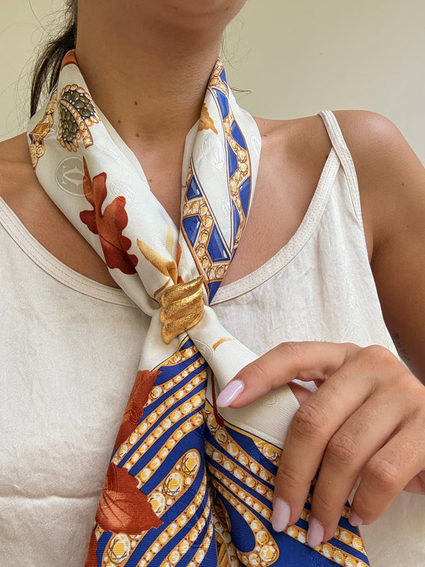 Vintage Scarf Ring - Stylised Golden Leaf