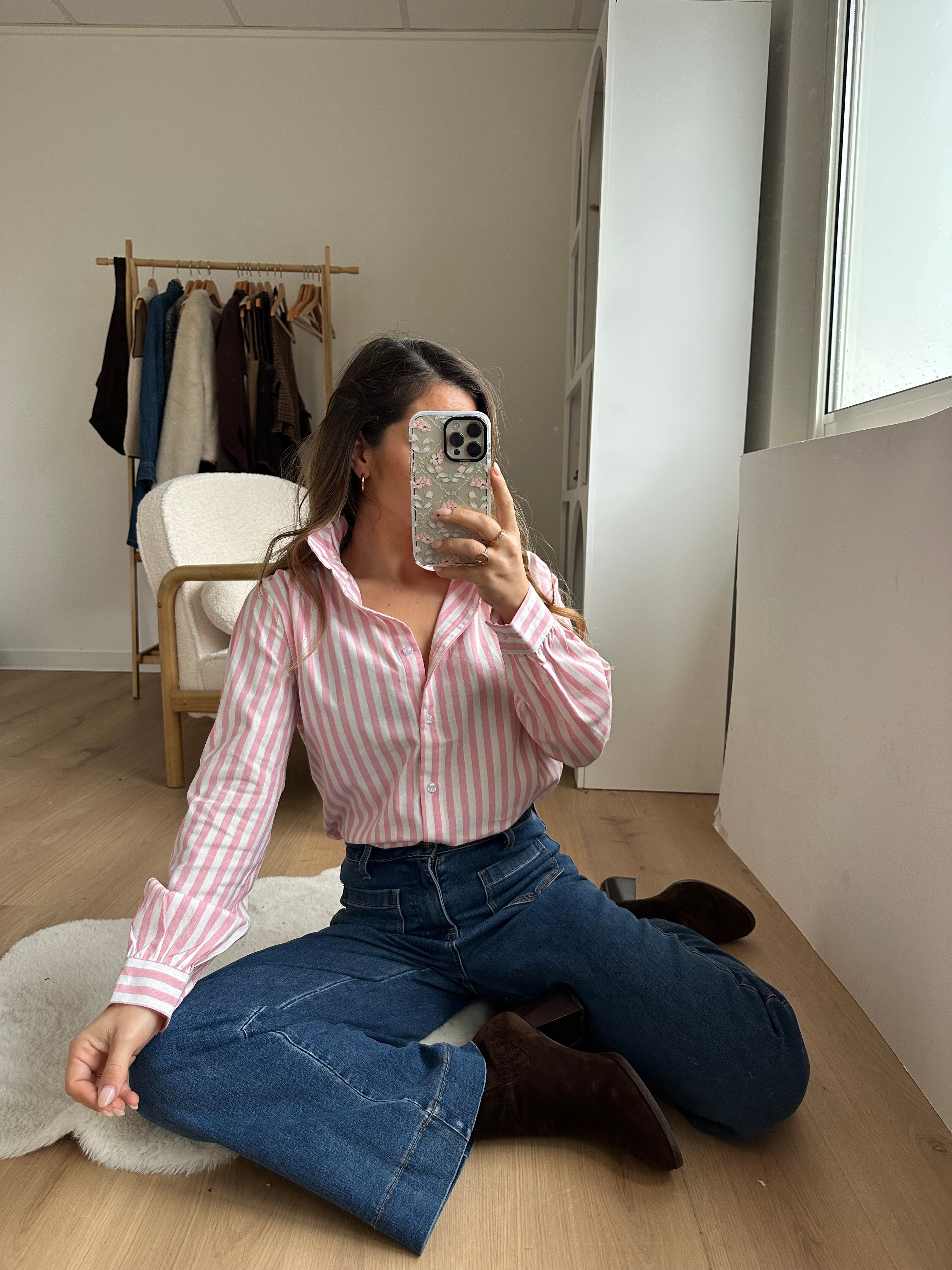 Colette Pink And White Striped Blouse