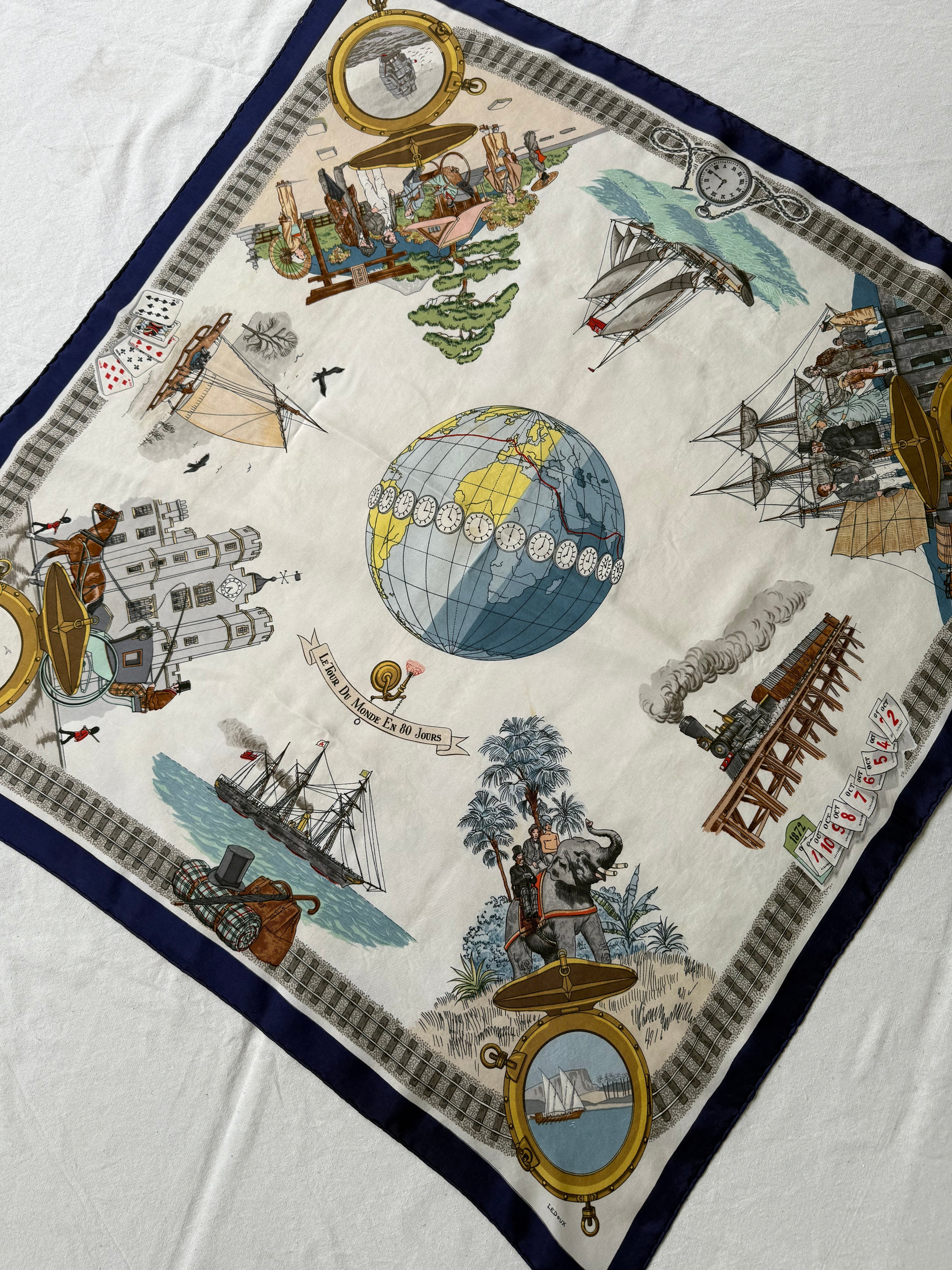 Foulard Hermès – Modèle Le Tour Du Monde En 80 Jours