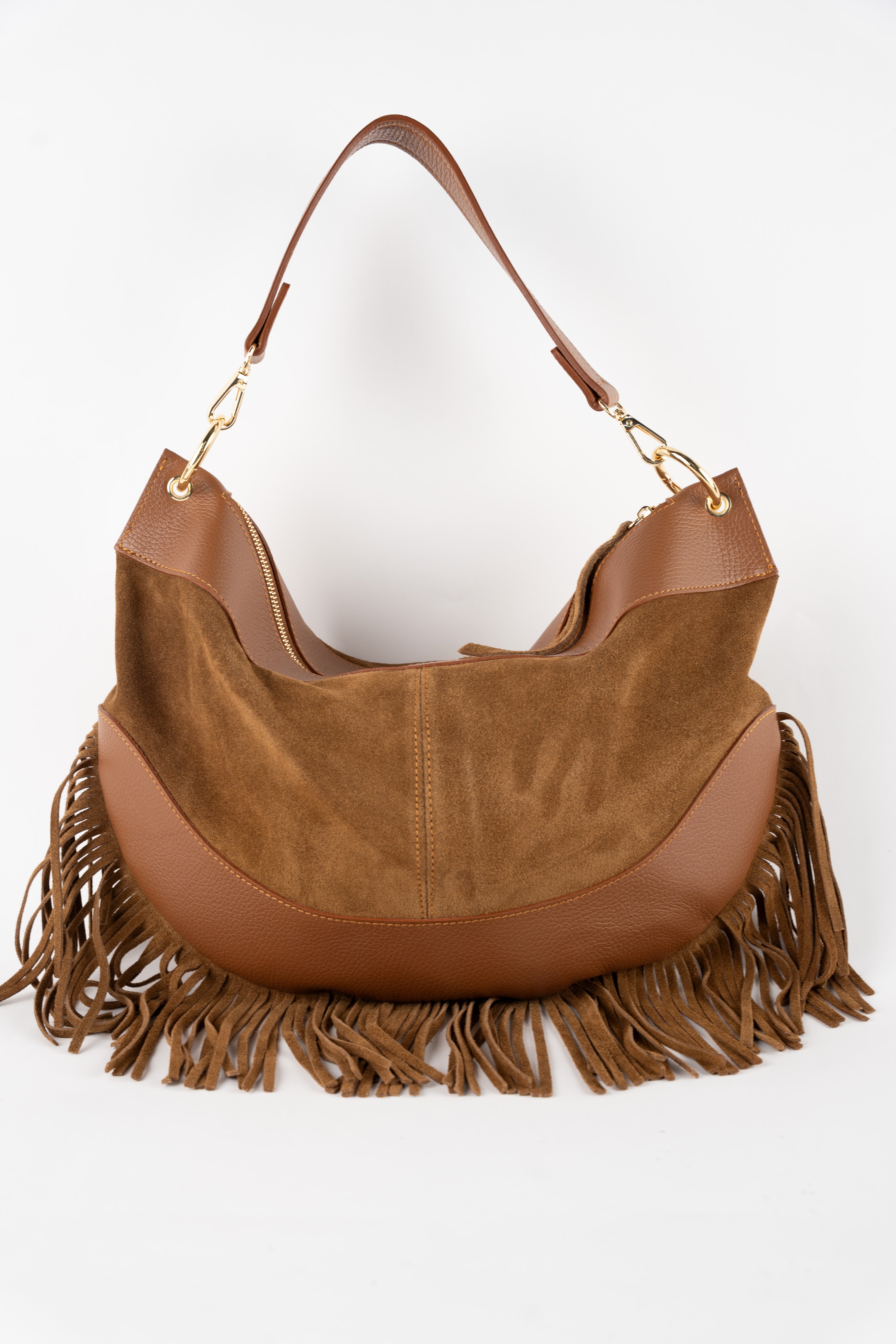 Kael Fringe Shoulder Bag - Camel