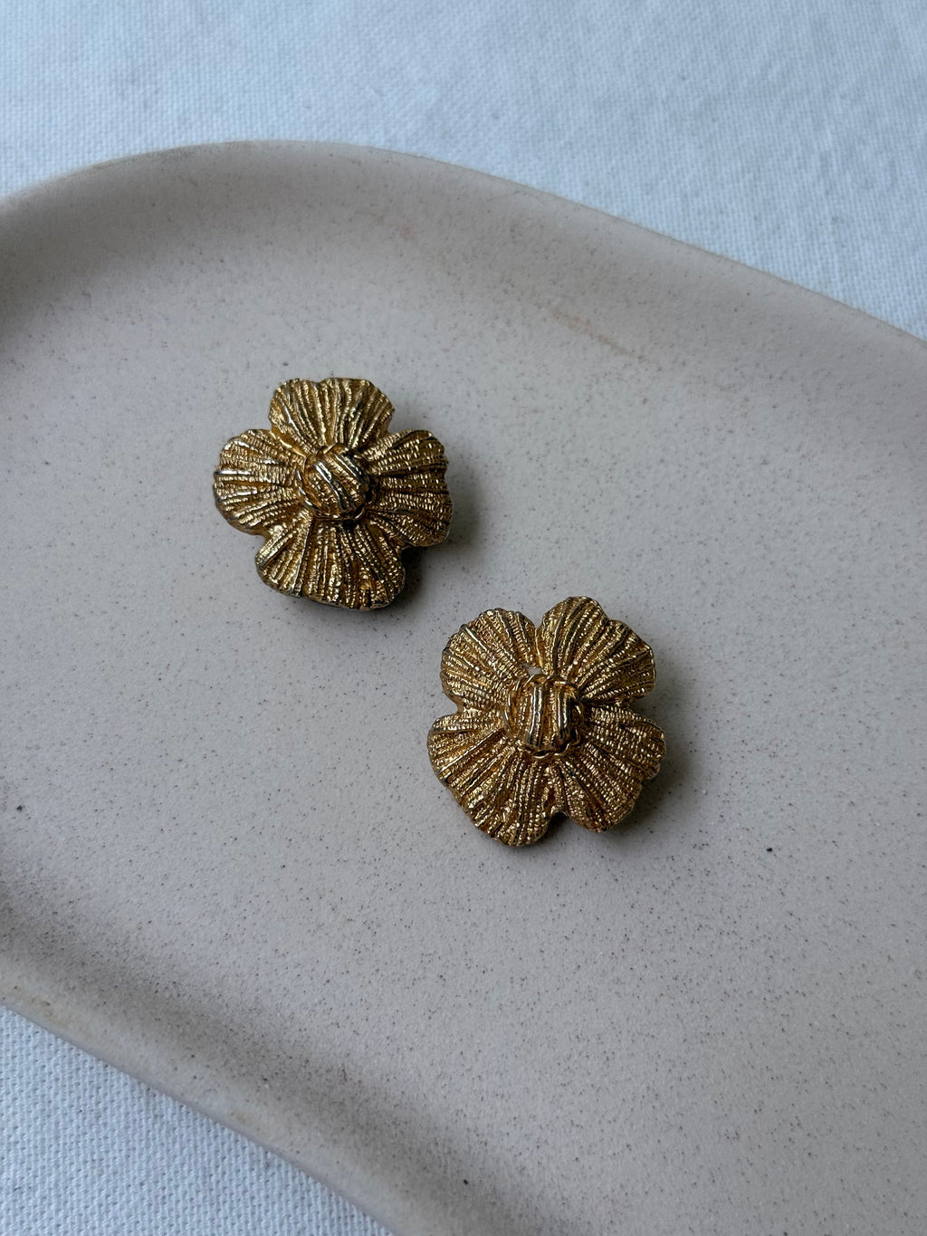 Vintage Gold-Tone Flower Earrings