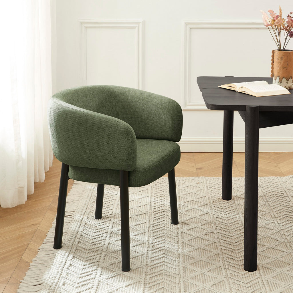 Abelia - Fauteuil De Table - Velours Tramé - Vert