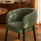 Abelia - Fauteuil De Table - Velours Tramé - Vert