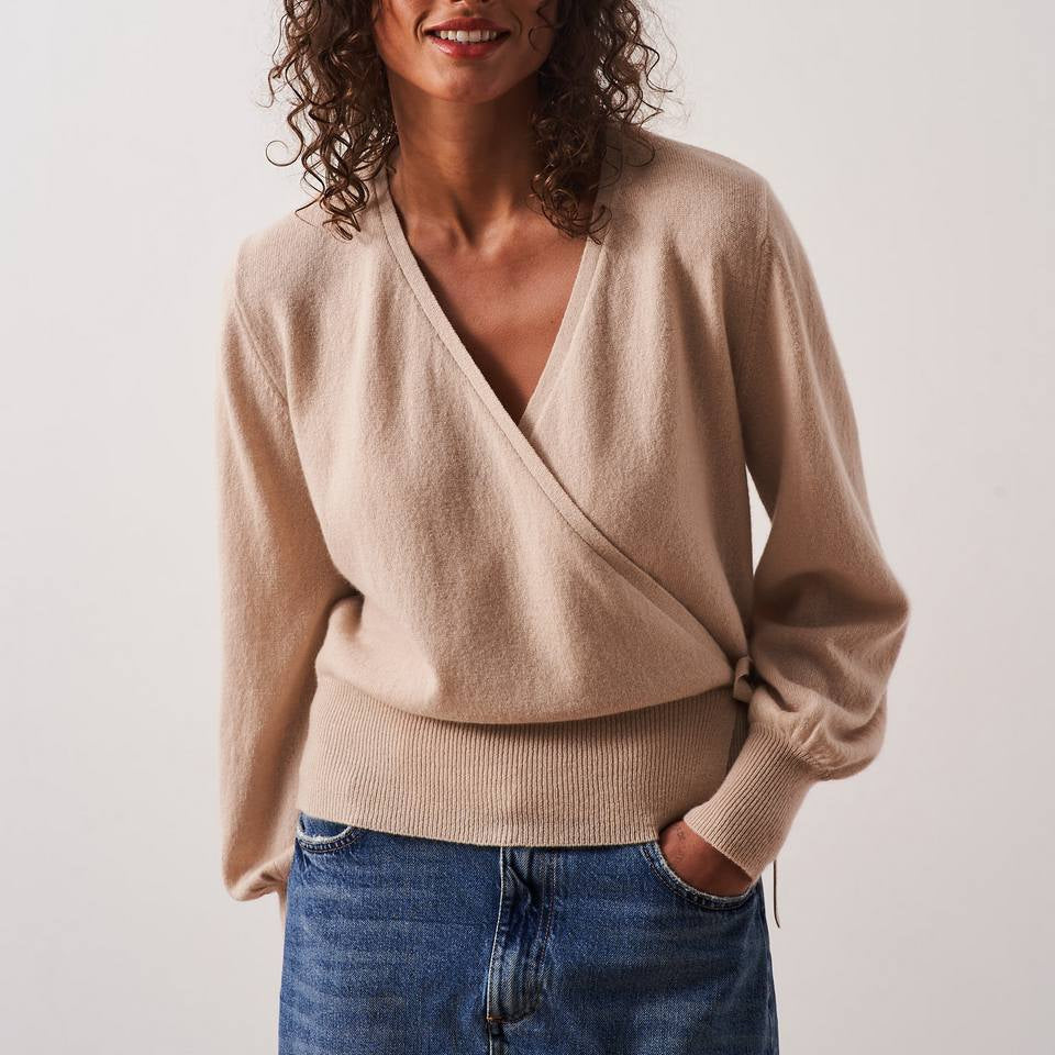 Cardigan Cache Coeur Belinda - Sand - 100% Cachemire 12Gg - Femme