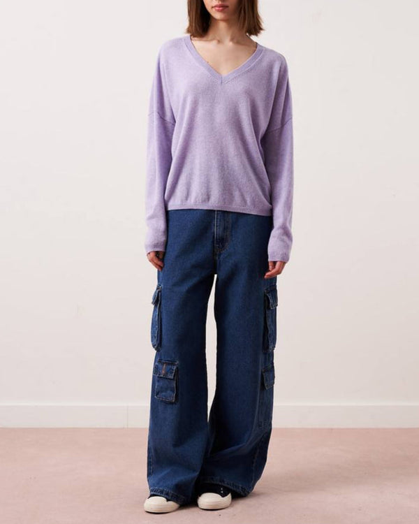 Pull Col V Ml Alicia - Lavander - 100% Cachemire 12Gg - Femme