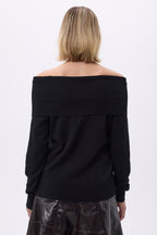 Pull Encolure Bardot Epaules Denudés F Abys - Noir - Femme