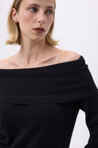 Pull Encolure Bardot Epaules Denudés F Abys - Noir - Femme