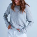 Pull Col Rond Finitions Roulées Taylor - Gris Chine Clair - 100% Cachemire 12Gg - Mixte