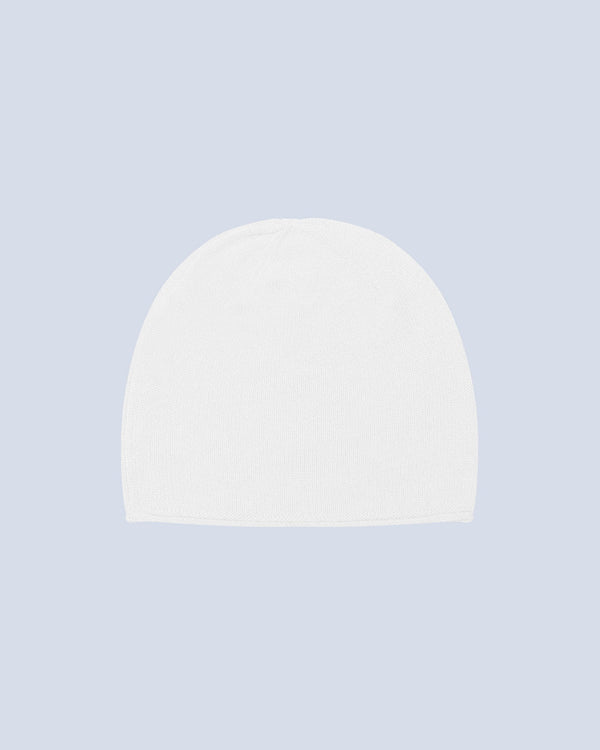 Bonnet Finitions Roulettées Billy - Blanc - 100% Cachemire 12Gg - Mixte