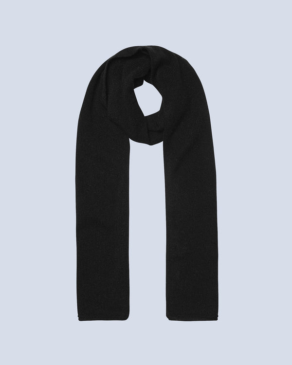Jordan Rolled Finish Scarf - Black - 100% Cashmere 12Gg - Mixed