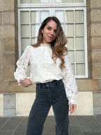 Blusa Alma Crudo De Encaje
