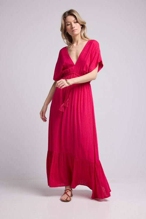 Robe Long Manches Courtes - Rouge