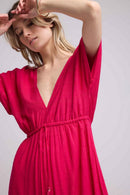 Robe Long Manches Courtes - Rouge
