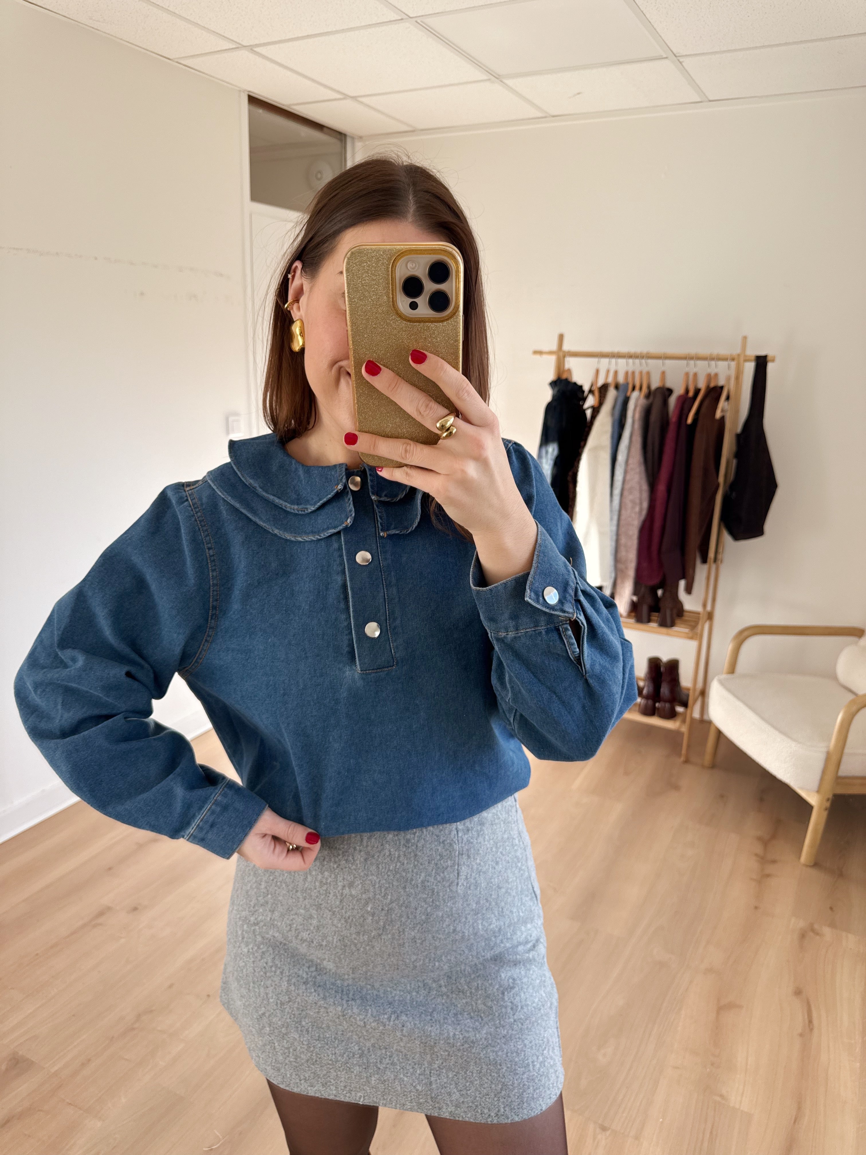Jupe effet laine Lou grise