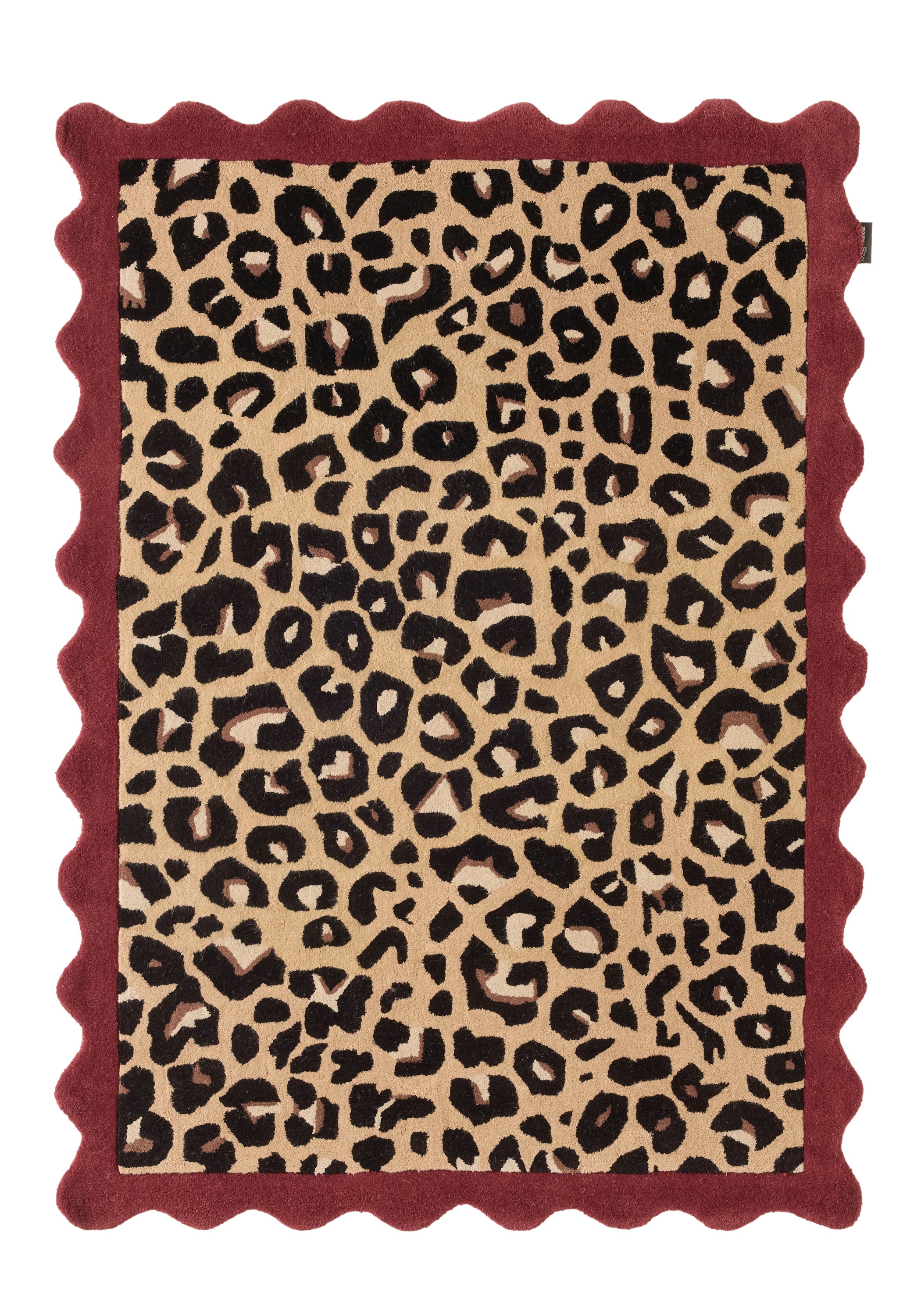 Âme fauve – Alfombra de lana con estampado de leopardo - burdeos Âme fauve