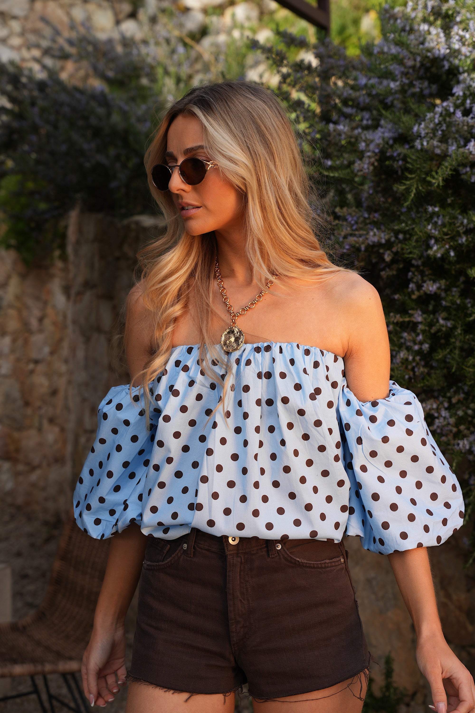 Blusa Sola De Lunares - Azul