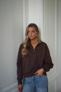 Victoria Studded Sweatshirt - Chocolate