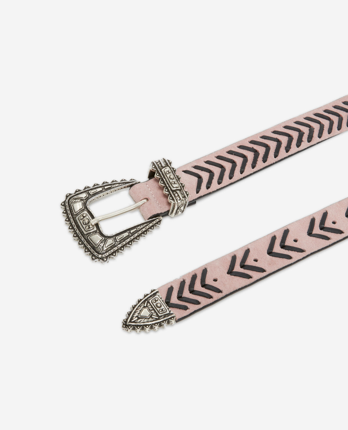 The Kooples - Cinturón Fino de Cuero Rosa con Detalle Trenzado - Mujer