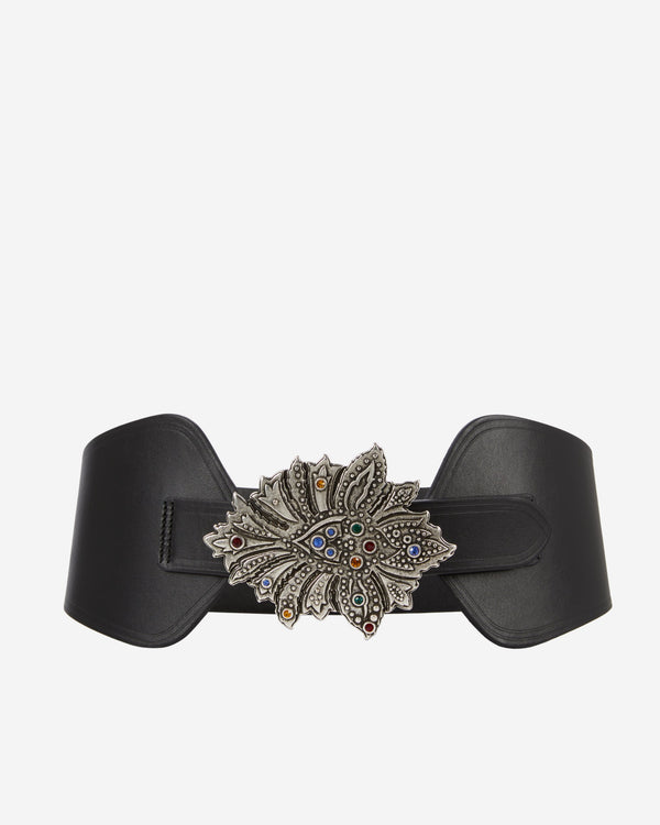 The Kooples - Ceinture En Cuir Taille Haute Avec Boucle Fleur