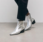 The Kooples - Silver Leather Ankle Boots With Zip - Women