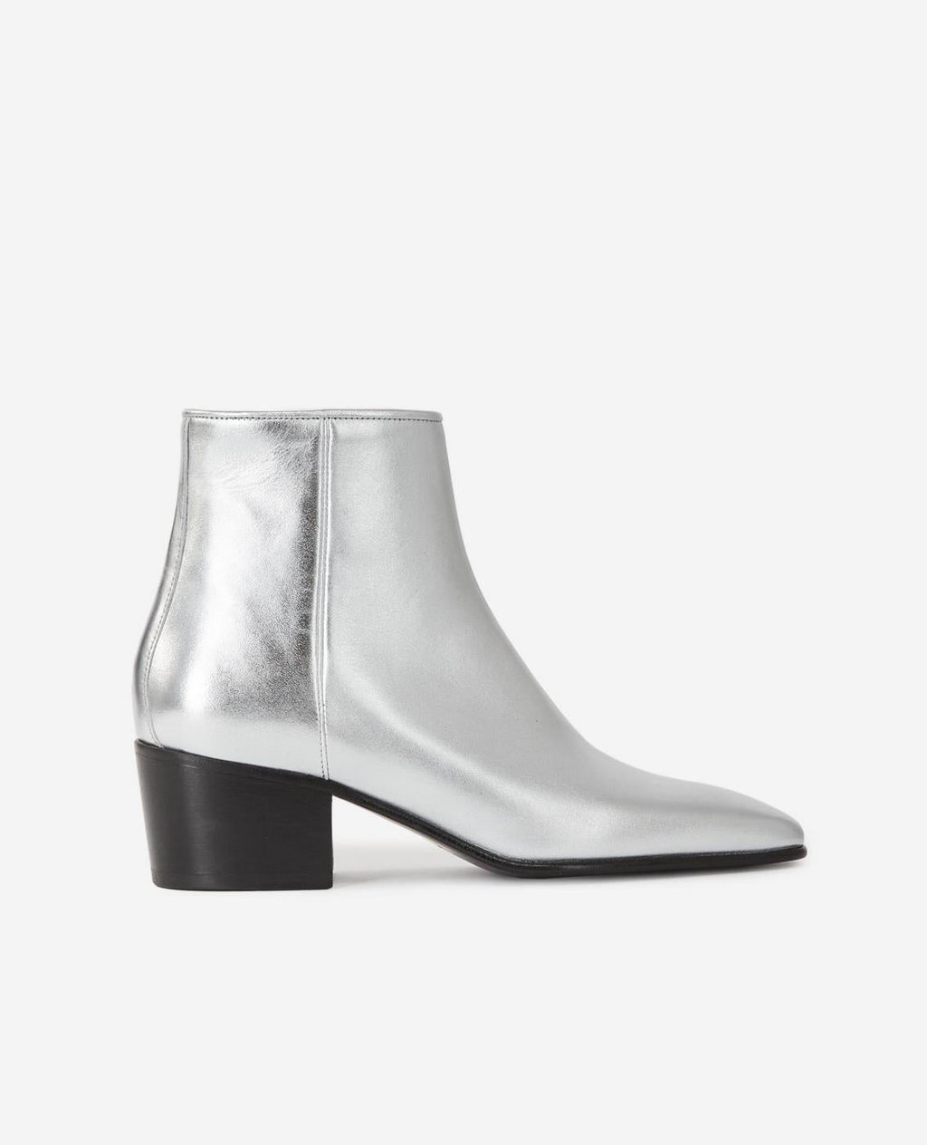 The Kooples - Silver Leather Ankle Boots With Zip - Women