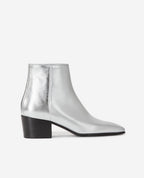The Kooples - Silver Leather Ankle Boots With Zip - Women