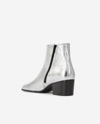 The Kooples - Silver Leather Ankle Boots With Zip - Women