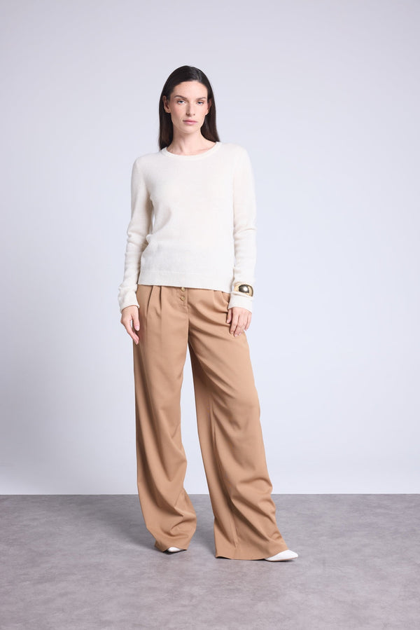 Alba Round Neck Sweater - White - Women