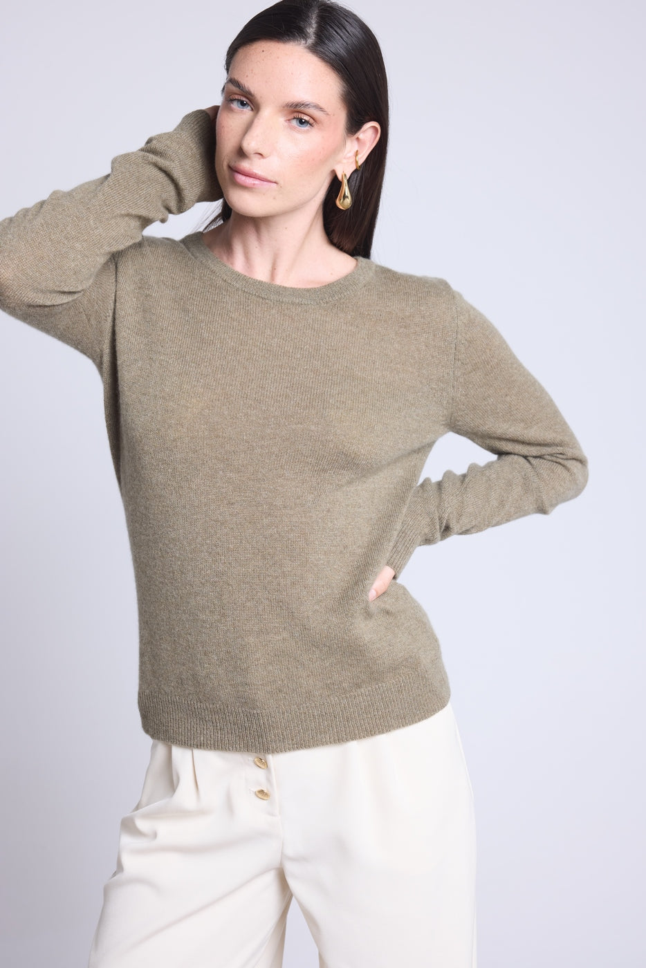 Jersey Cuello Redondo Alba - Verde Caqui - Mujer