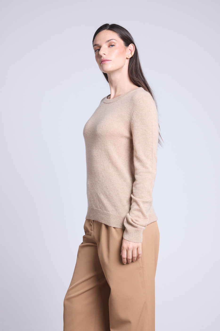 Rundhalsad tröja Alba - Beige Creme - Dam - 100 % kashmir